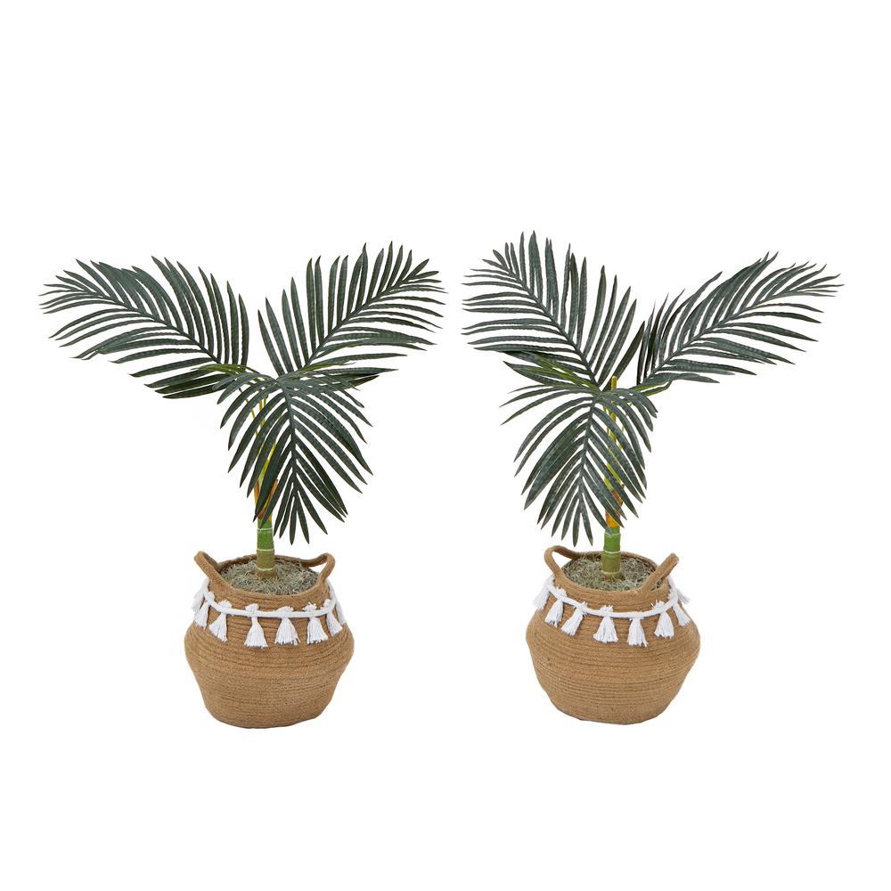 3ft. Artificial Golden Cane Palm Tree with Handmade Jute & Cotton Basket. Picture 7