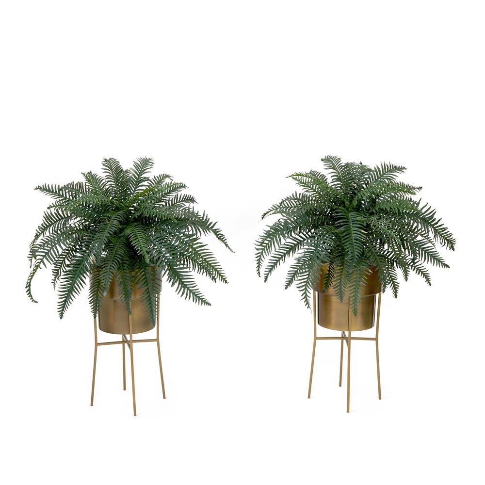 34in. Artificial River Fern Plant in Metal Planter with Stand DIY KIT. Picture 7