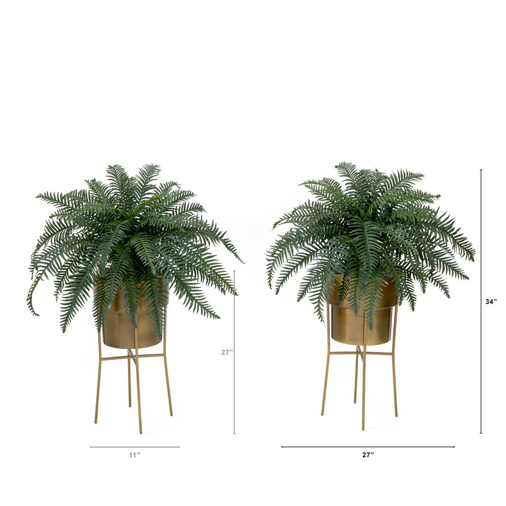 34in. Artificial River Fern Plant in Metal Planter with Stand DIY KIT. Picture 4