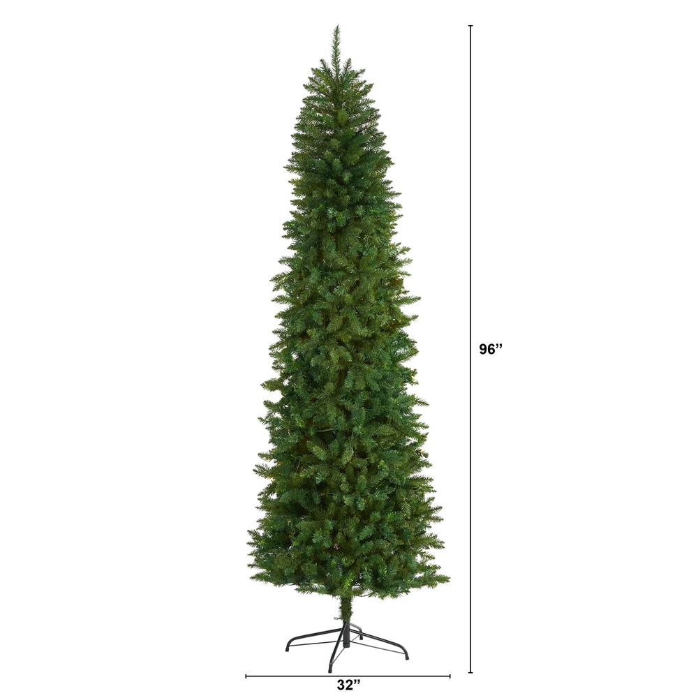 8ft. Slim Green Mountain Pine Artificial Christmas Tree. Picture 2