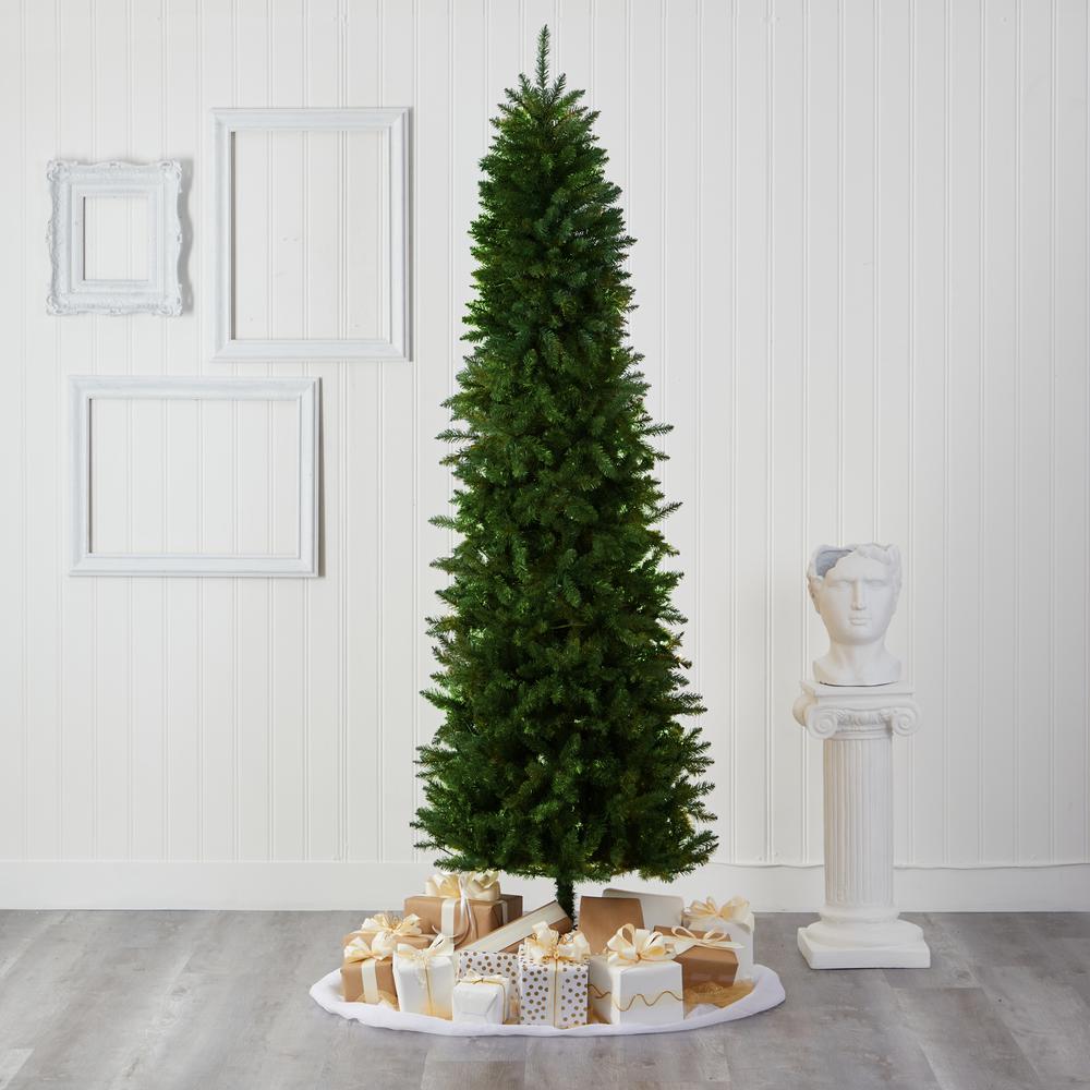 8ft. Slim Green Mountain Pine Artificial Christmas Tree. Picture 6