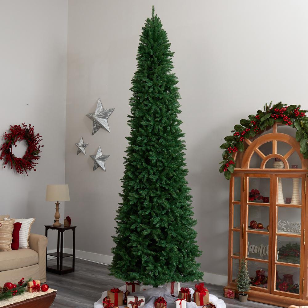 12ft. Slim Green Mountain Pine Artificial Christmas Tree. Picture 6