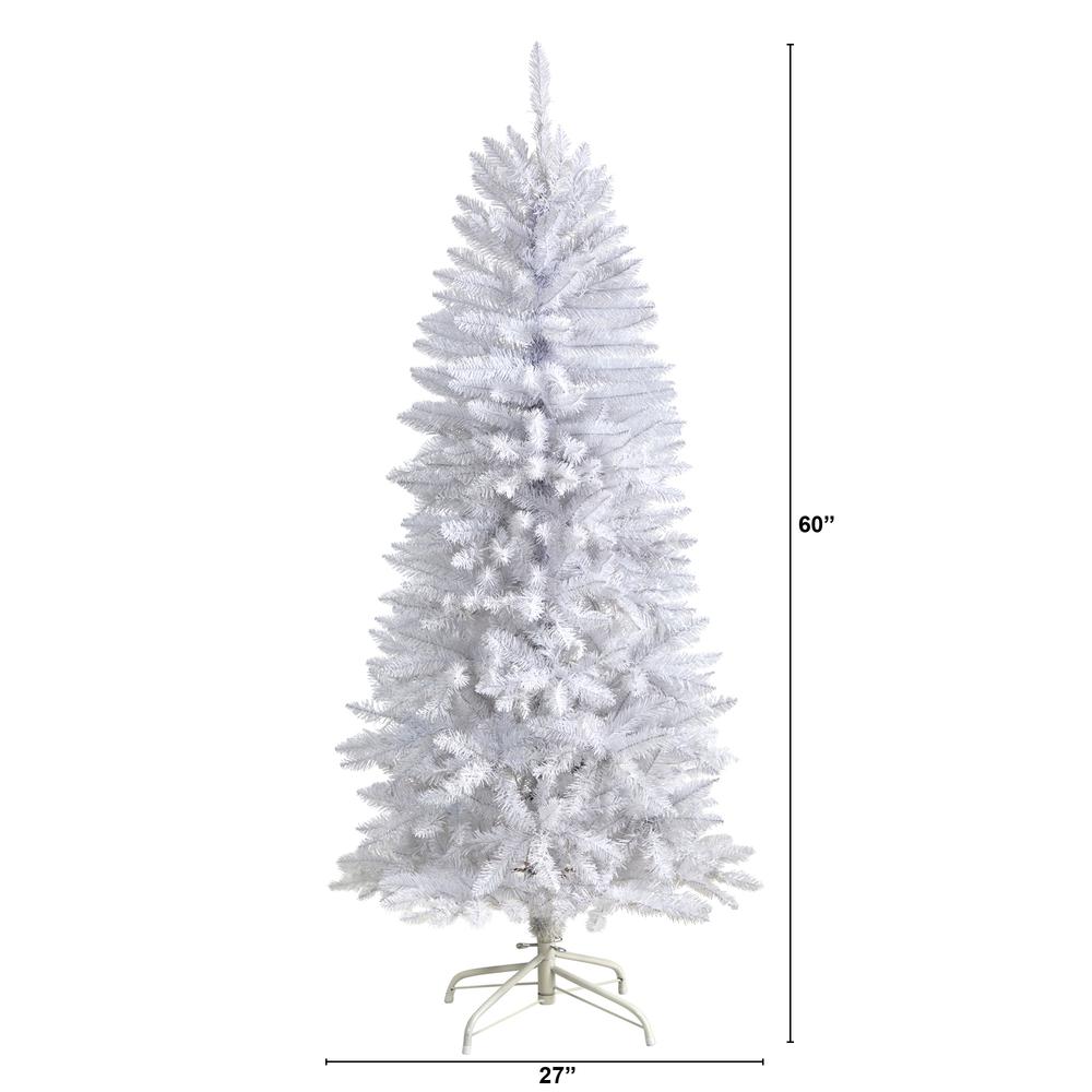 5ft. Slim White Artificial Christmas Tree with 491 Bendable Branches. Picture 2