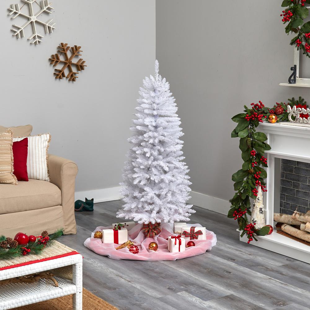 5ft. Slim White Artificial Christmas Tree with 491 Bendable Branches. Picture 7