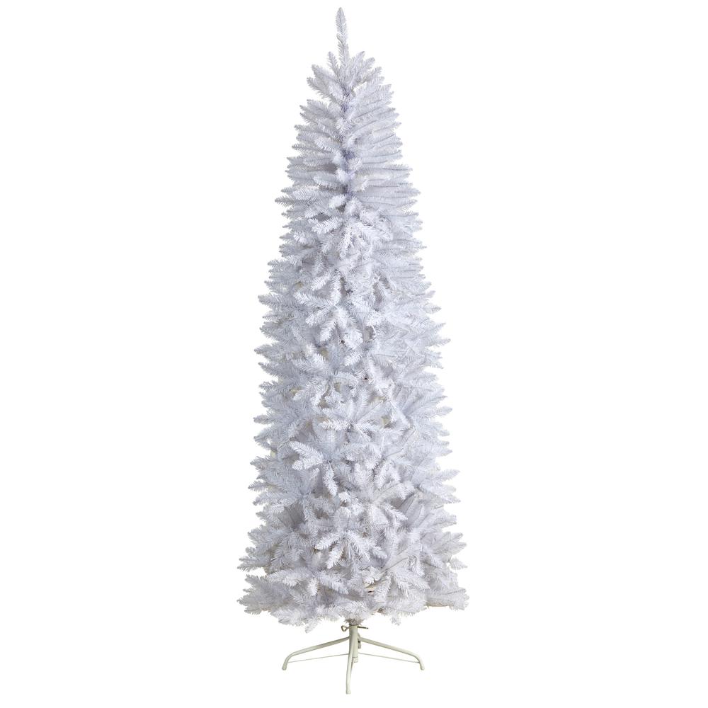 7ft. Slim White Artificial Christmas Tree with 995 Bendable Branches. Picture 1