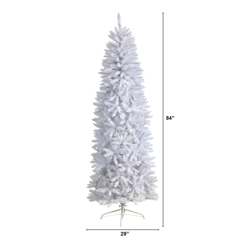 7ft. Slim White Artificial Christmas Tree with 995 Bendable Branches. Picture 2