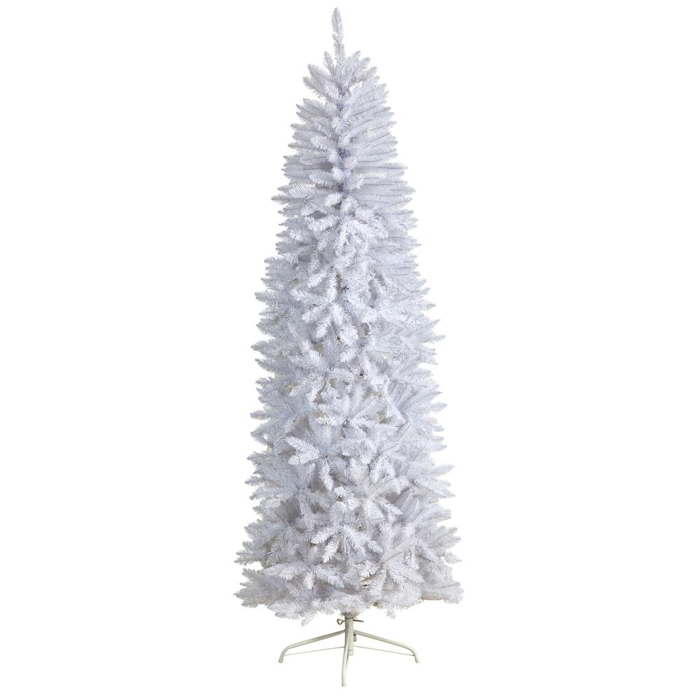 7ft. Slim White Artificial Christmas Tree with 995 Bendable Branches. Picture 3