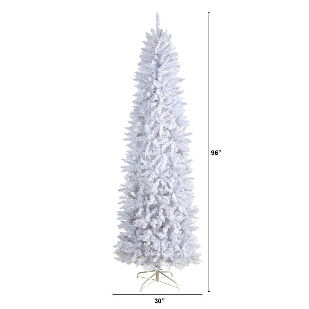 8ft. Slim White Artificial Christmas Tree with 1348 Bendable Branches. Picture 2