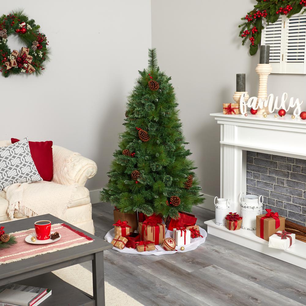 5ft. Montana Mixed Pine Artificial Christmas Tree with Pine Cones, Berries. Picture 6