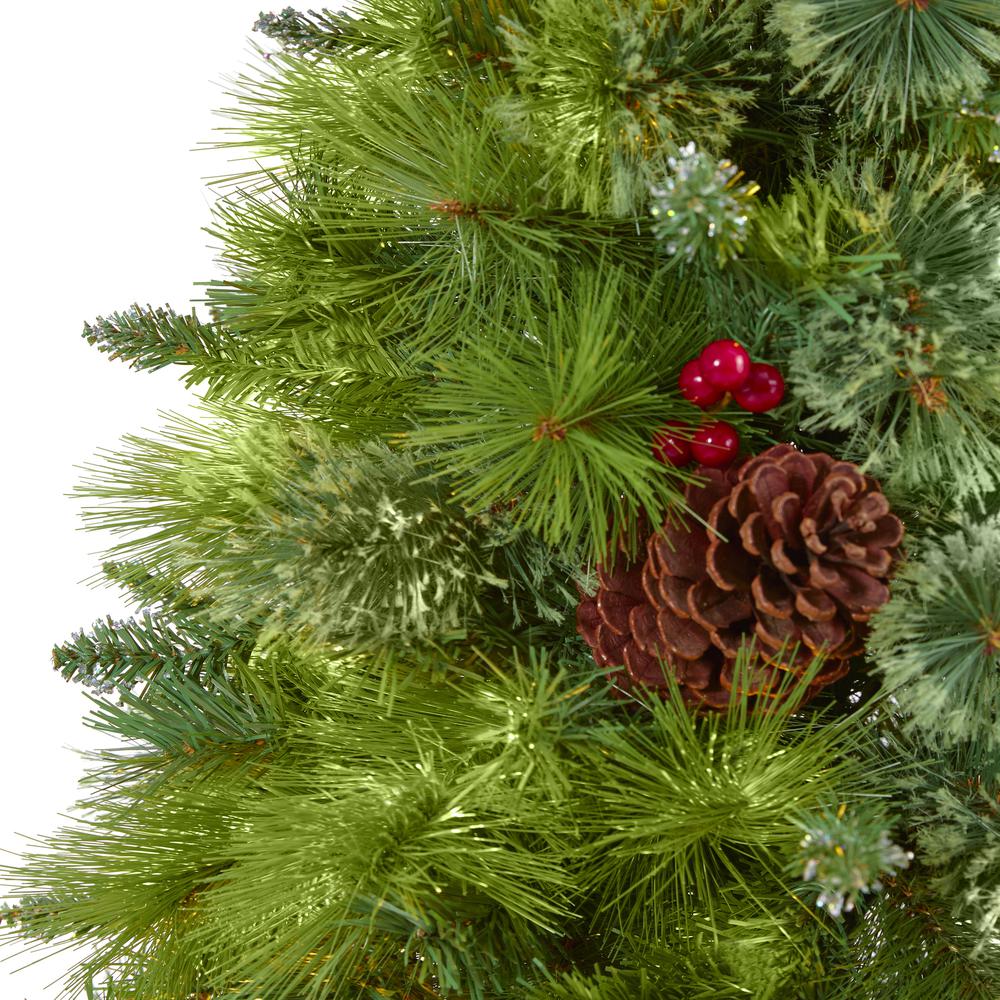 6ft. Montana Mixed Pine Artificial Christmas Tree with Pine Cones, Berries. Picture 3