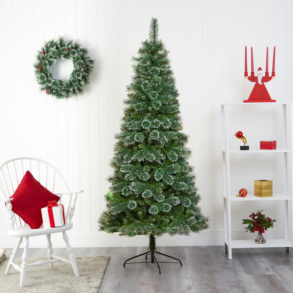 7ft. Wisconsin Slim Snow Tip Pine Artificial Christmas Tree. Picture 5