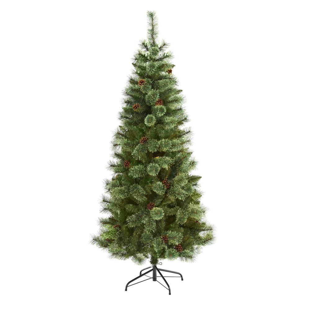 6ft. White Mountain Pine Artificial Christmas Tree with 477 Bendable Branches. Picture 1