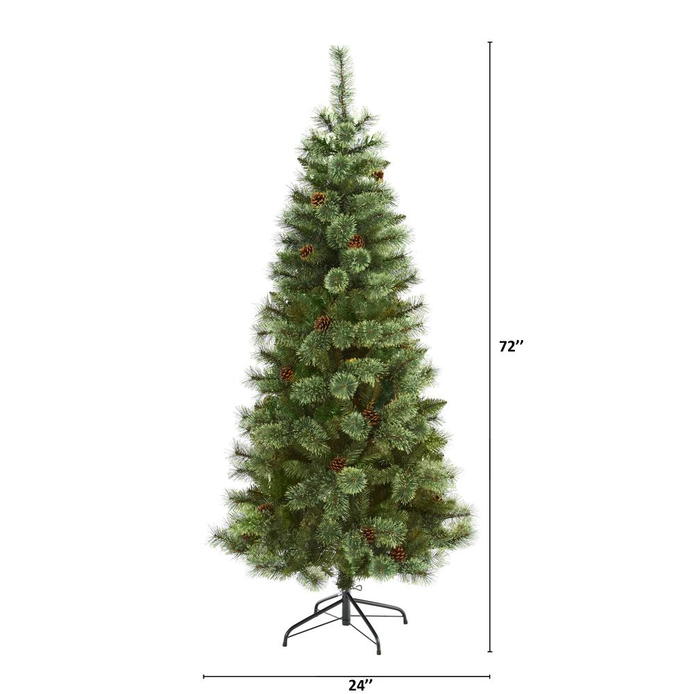 6ft. White Mountain Pine Artificial Christmas Tree with 477 Bendable Branches. Picture 2