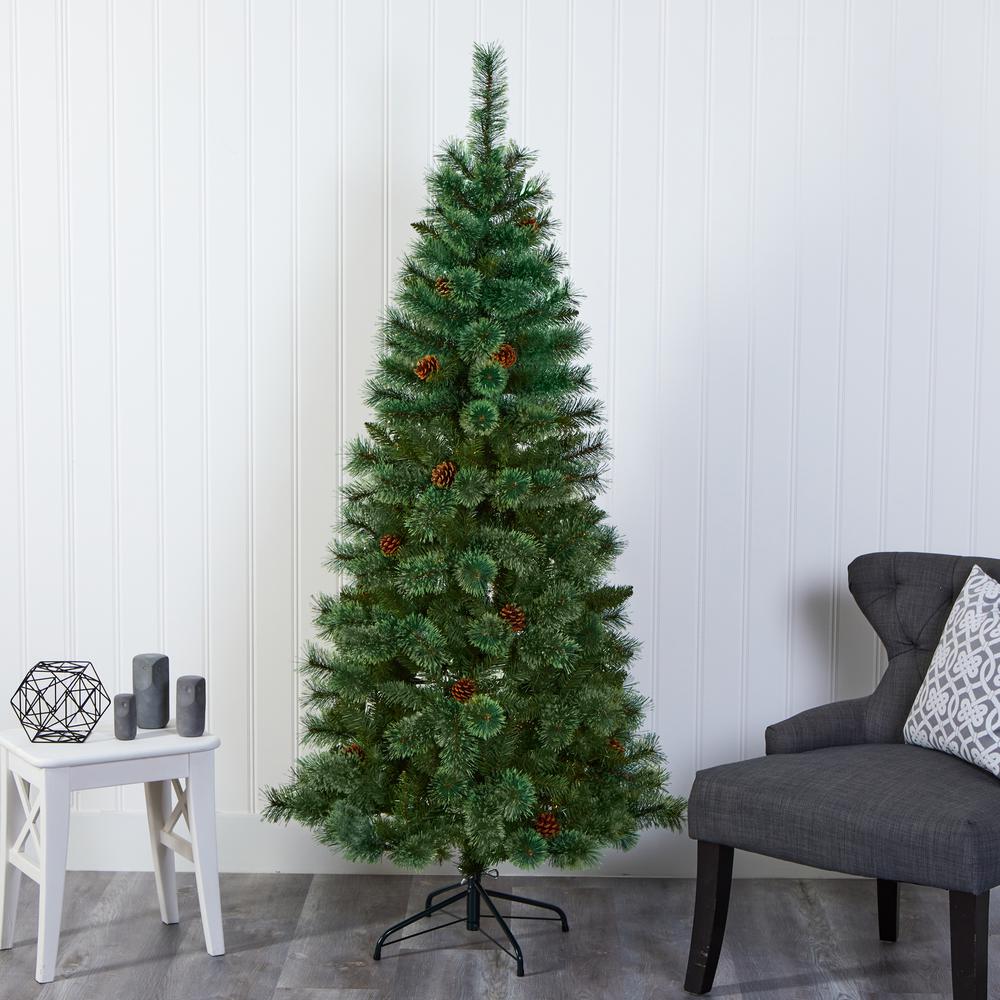 6ft. White Mountain Pine Artificial Christmas Tree with 477 Bendable Branches. Picture 5