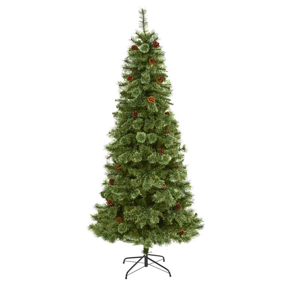7ft. White Mountain Pine Artificial Christmas Tree with 723 Bendable Branches. Picture 1