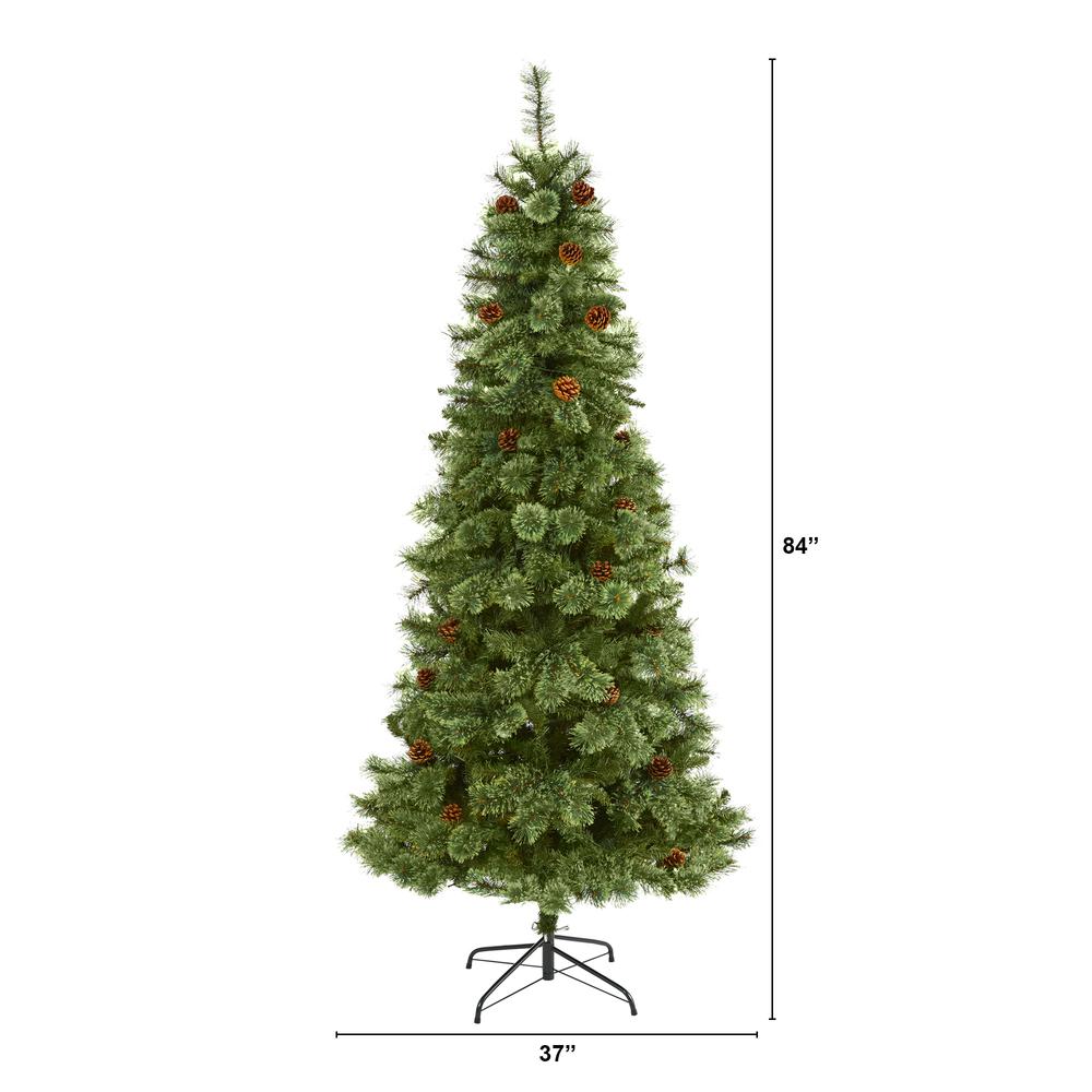 7ft. White Mountain Pine Artificial Christmas Tree with 723 Bendable Branches. Picture 2