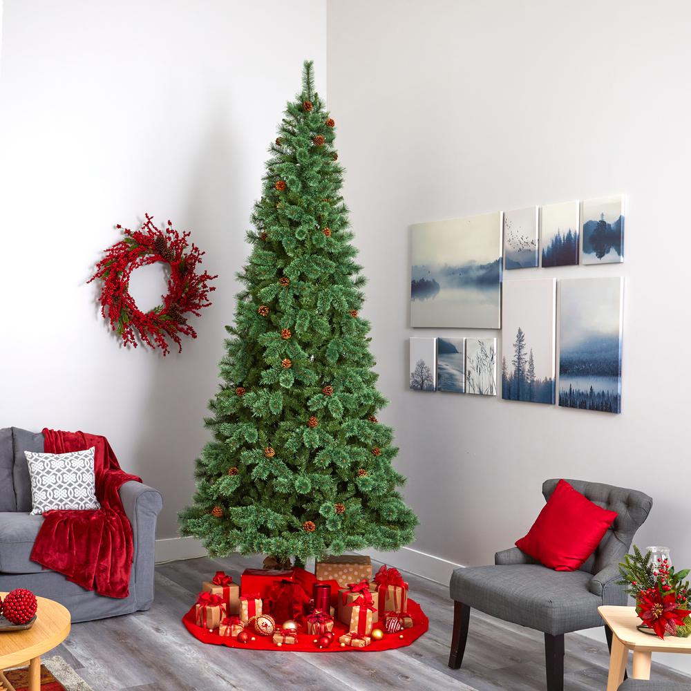 10ft. White Mountain Pine Artificial Christmas Tree with 1875 Bendable Branches. Picture 7