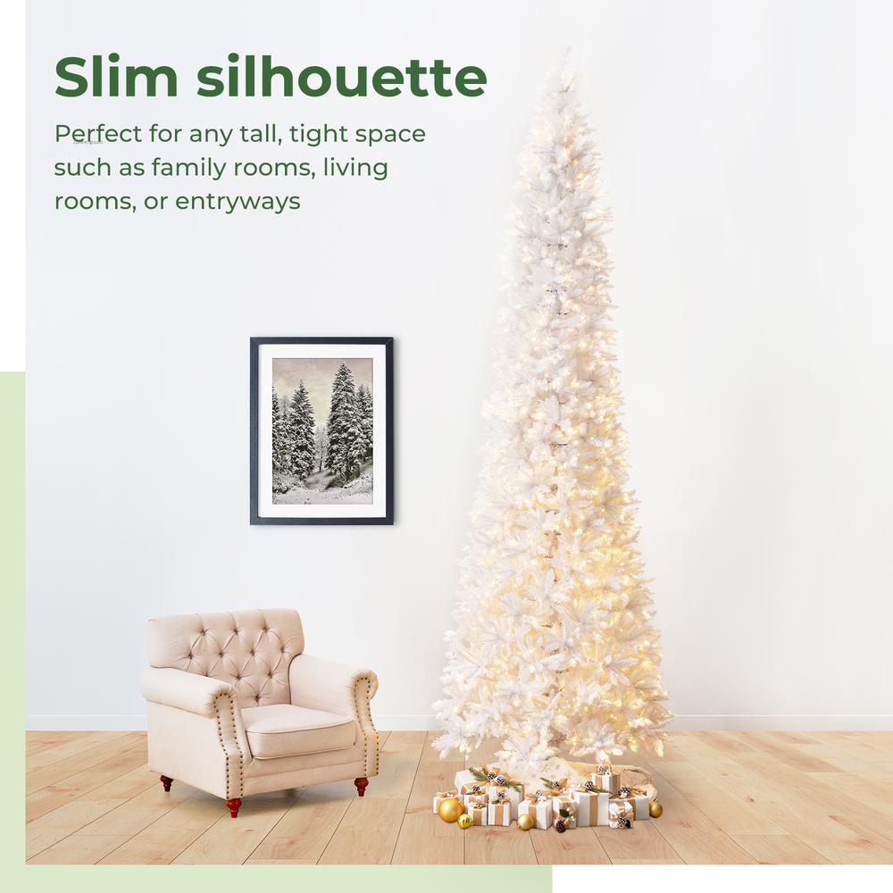 13ft. Slim White Artificial Christmas Tree with 1350 Warm White LED Lights. Picture 9