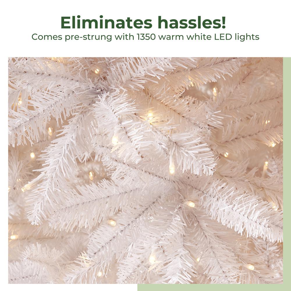 13ft. Slim White Artificial Christmas Tree with 1350 Warm White LED Lights. Picture 11