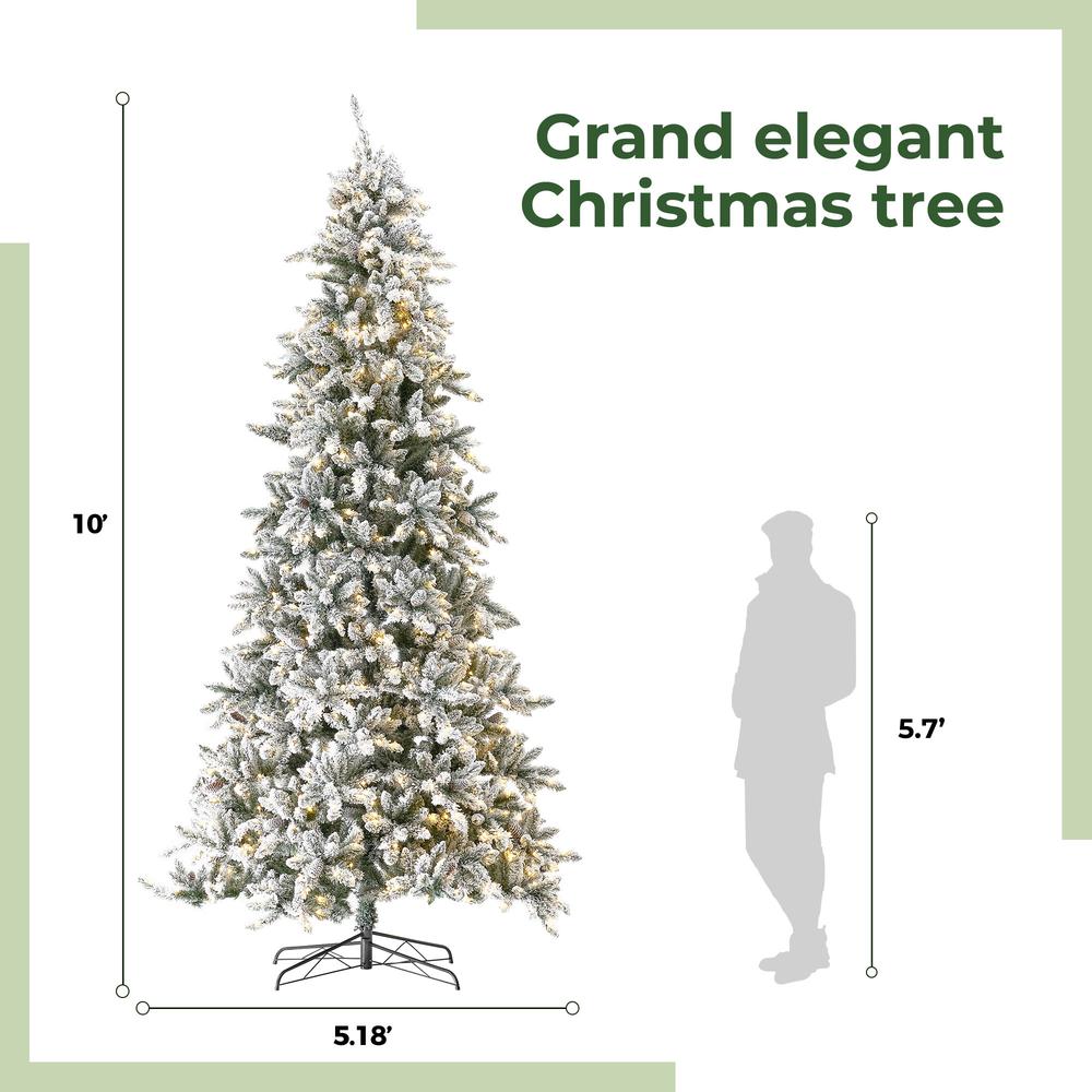 10ft. Flocked Livingston Fir Artificial Christmas Tree with Pine Cones. Picture 6