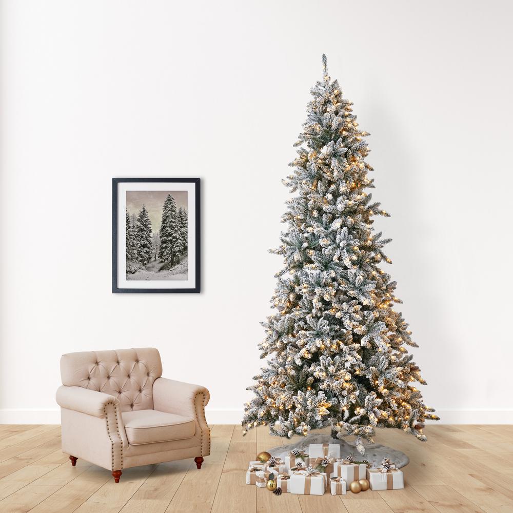 10ft. Flocked Livingston Fir Artificial Christmas Tree with Pine Cones. Picture 13