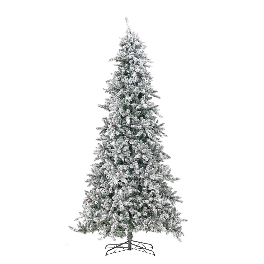 11ft. Flocked Livingston Fir Artificial Christmas Tree with Pine Cones. Picture 1