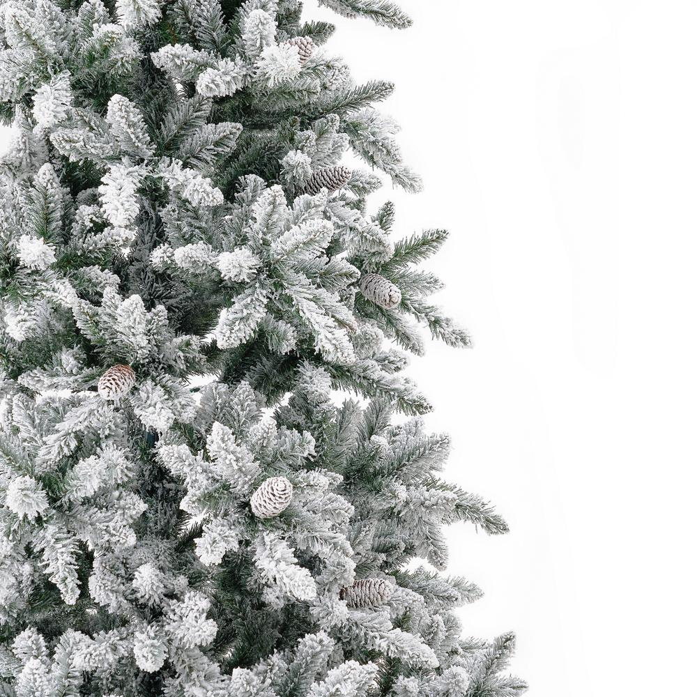 11ft. Flocked Livingston Fir Artificial Christmas Tree with Pine Cones. Picture 3