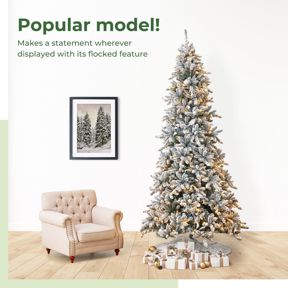 11ft. Flocked Livingston Fir Artificial Christmas Tree with Pine Cones. Picture 11