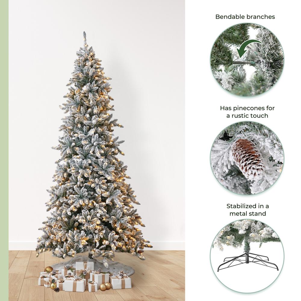 11ft. Flocked Livingston Fir Artificial Christmas Tree with Pine Cones. Picture 12