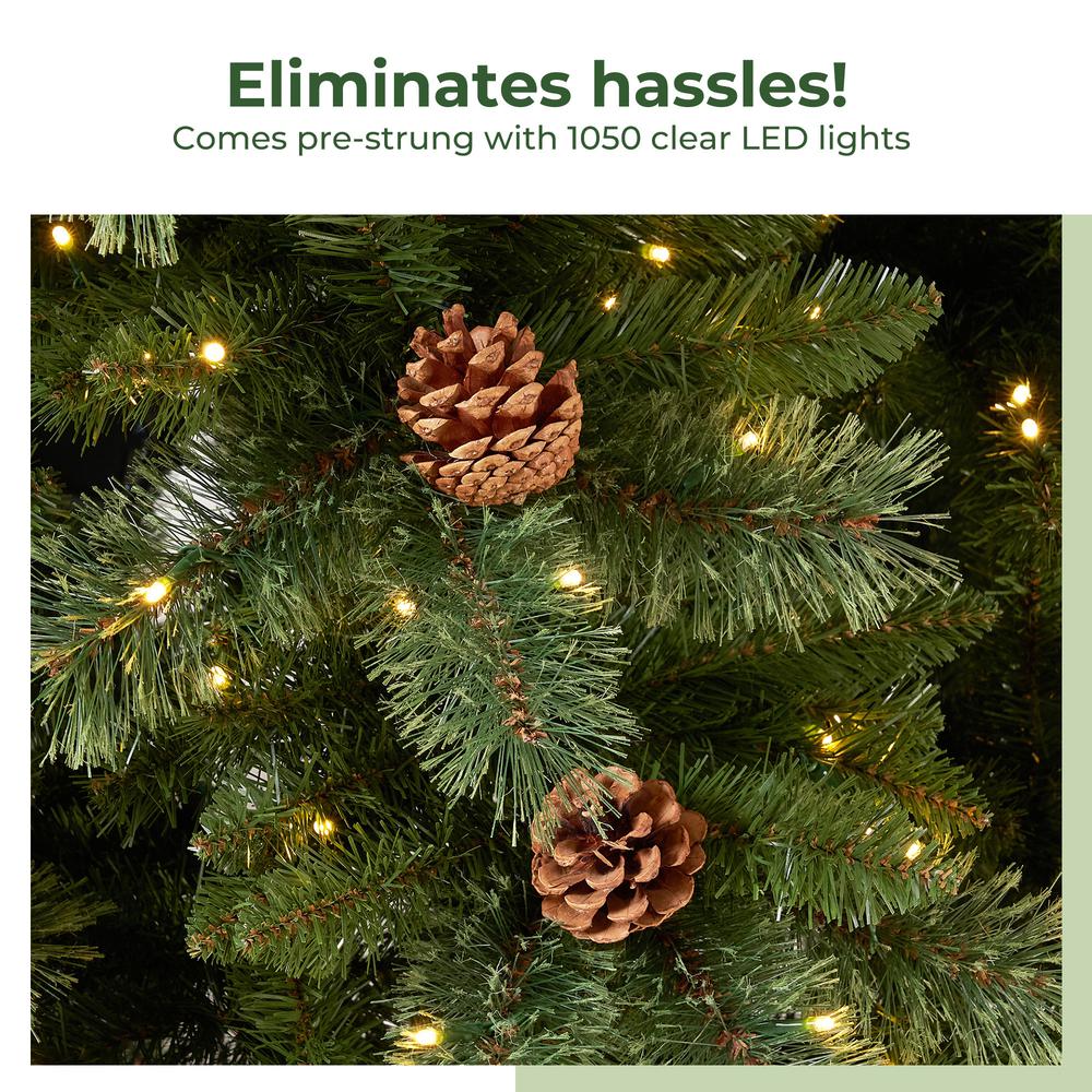 11ft. White Mountain Pine Artificial Christmas Tree with 1050 Clear LED Lights. Picture 11