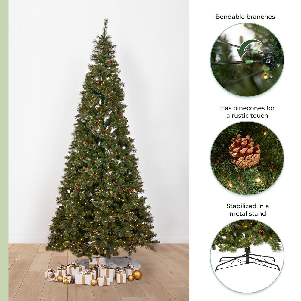11ft. White Mountain Pine Artificial Christmas Tree with 1050 Clear LED Lights. Picture 12