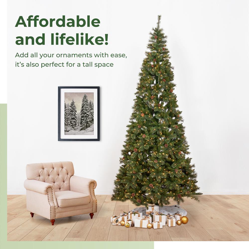 11ft. White Mountain Pine Artificial Christmas Tree with 1050 Clear LED Lights. Picture 13