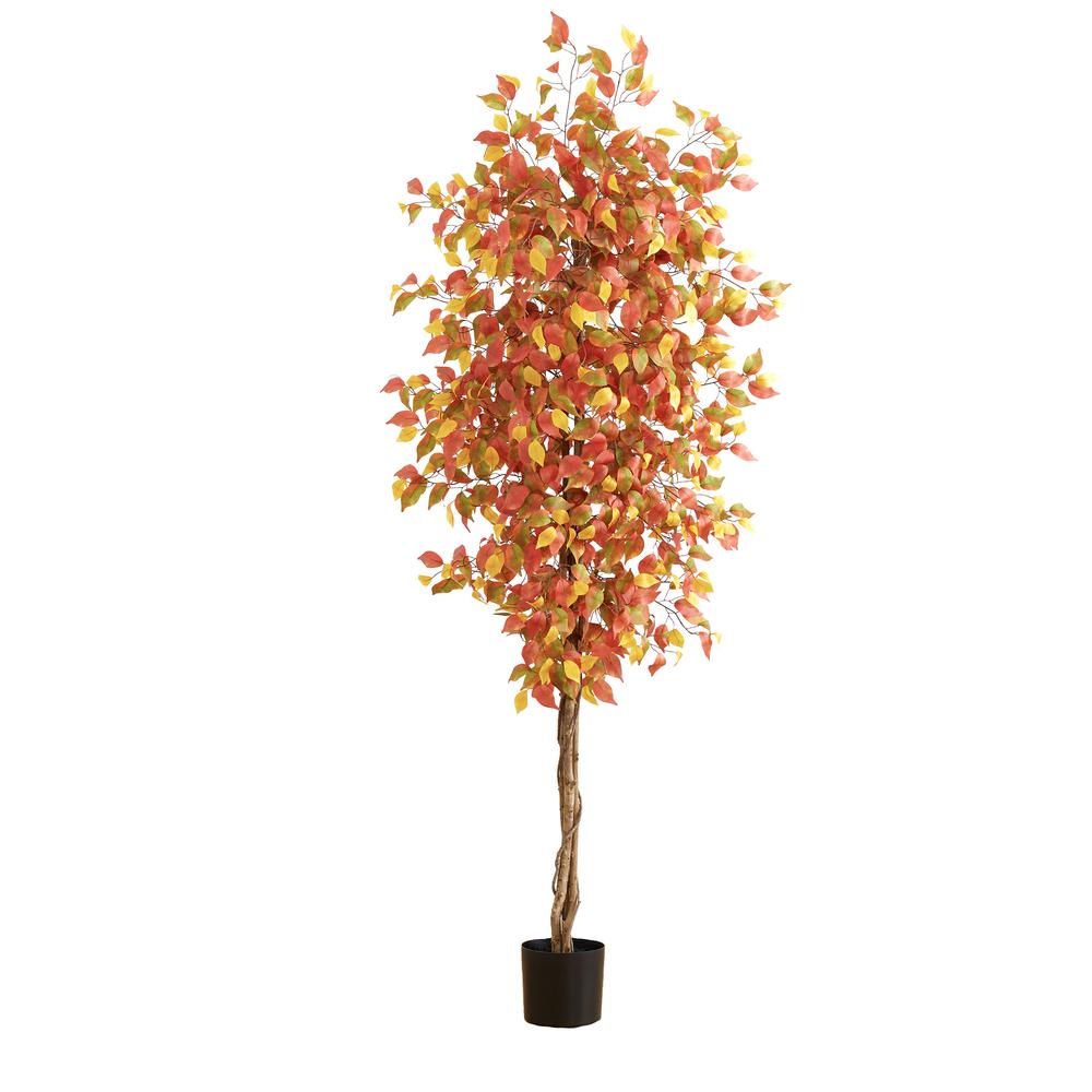 7ft. Autumn Ficus Artificial Fall Tree. Picture 1