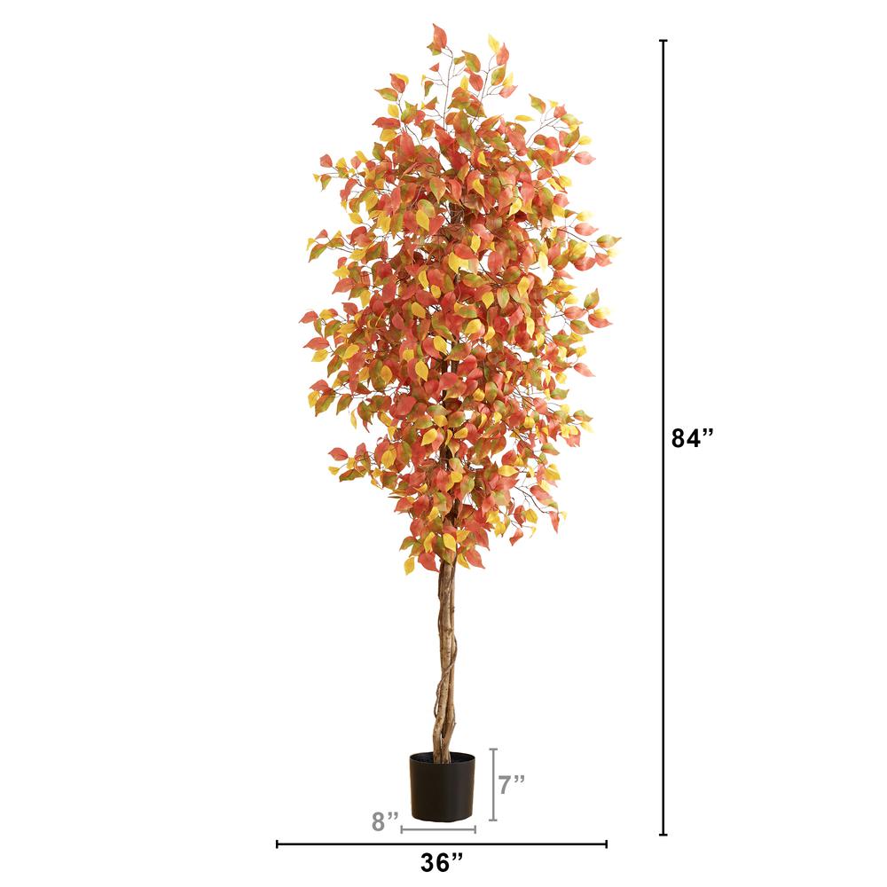 7ft. Autumn Ficus Artificial Fall Tree. Picture 2