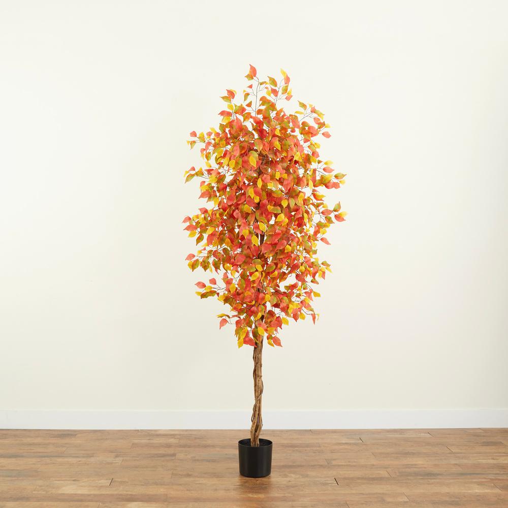 7ft. Autumn Ficus Artificial Fall Tree. Picture 4