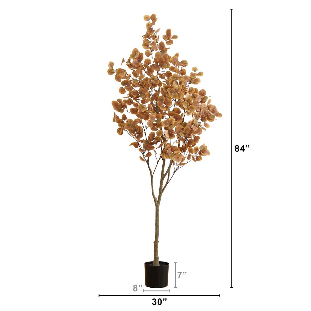 7ft. Artificial Autumn Fall Eucalyptus Tree. Picture 2