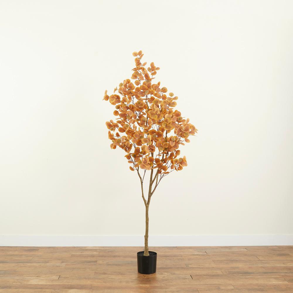 7ft. Artificial Autumn Fall Eucalyptus Tree. Picture 4