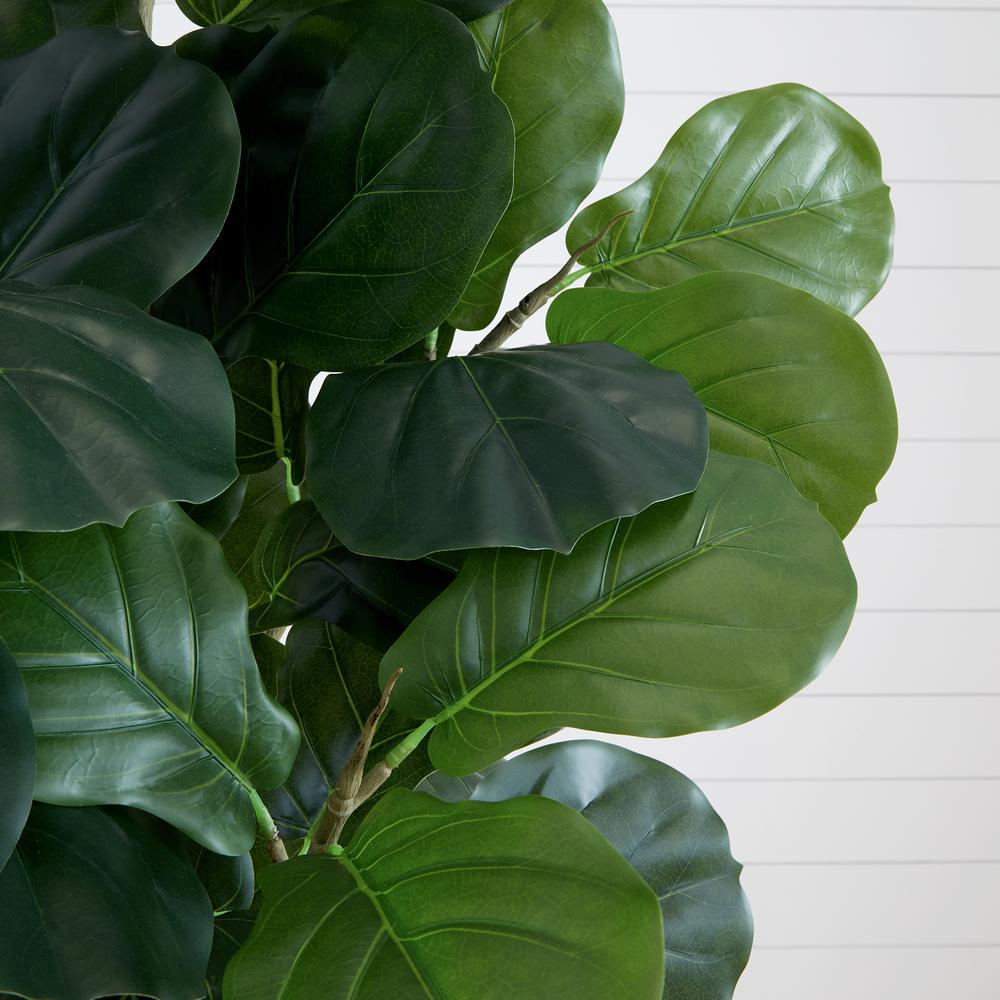 6ft. Artificial Fiddle Leaf Fig Tree with White Decorative Planter. Picture 3