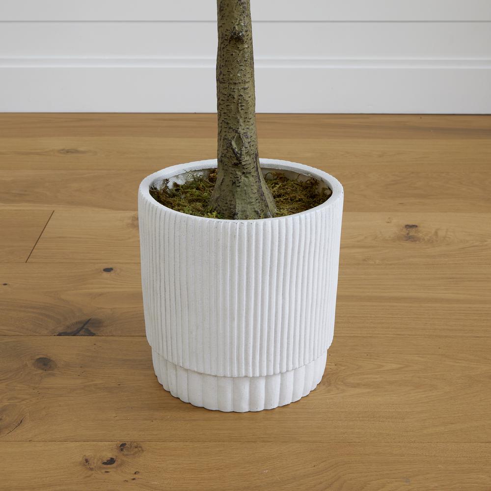 6ft. Artificial Fiddle Leaf Fig Tree with White Decorative Planter. Picture 4