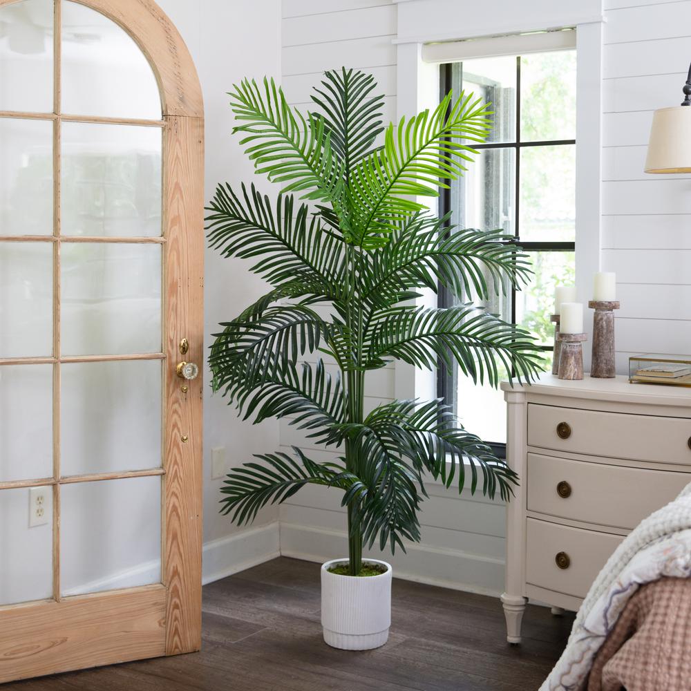 6ft. Artificial Paradise Palm with White Decorative Planter. Picture 7
