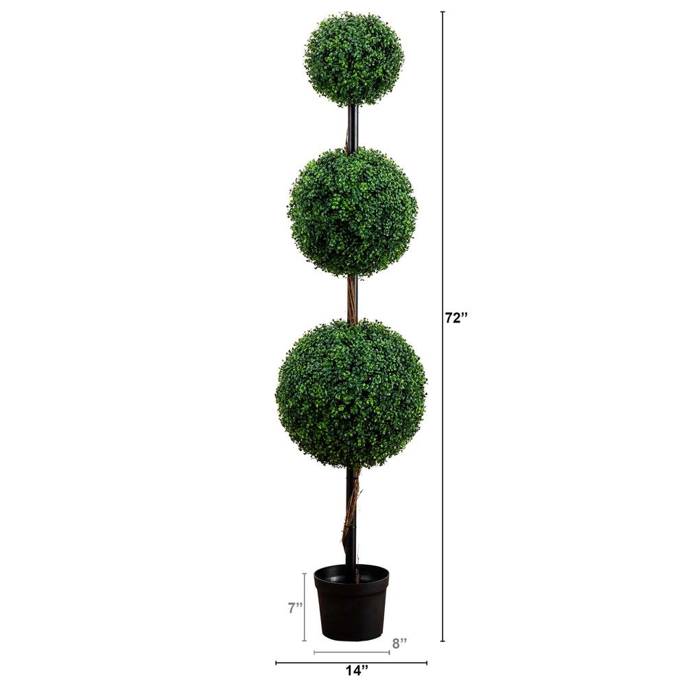 6ft. Artificial Triple Ball Boxwood Topiary Tree (Indoor/Outdoor). Picture 1
