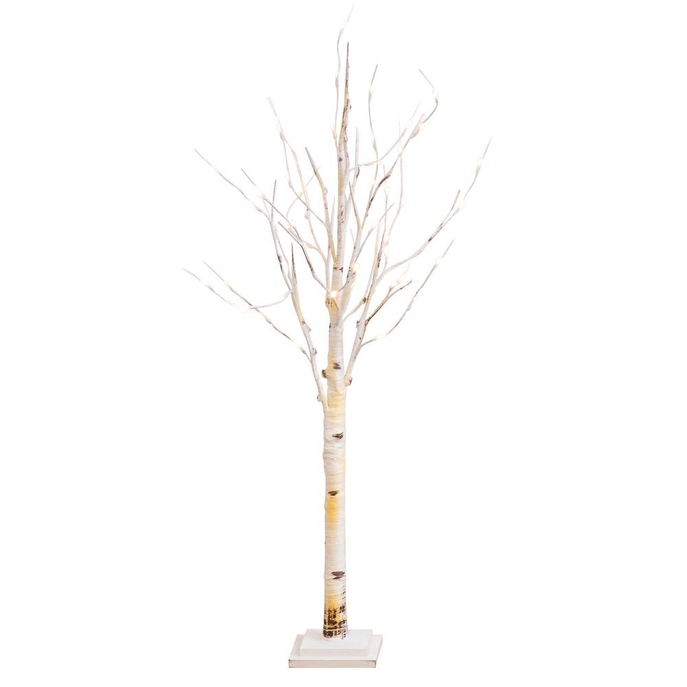 4ft. Pre-Lit Artificial Birch Tree with 50 Warm White LED Lights. Picture 1