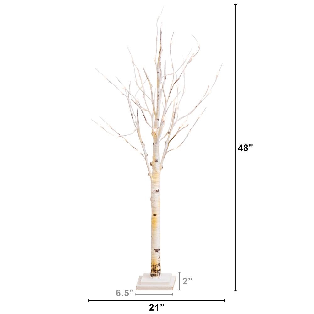 4ft. Pre-Lit Artificial Birch Tree with 50 Warm White LED Lights. Picture 2