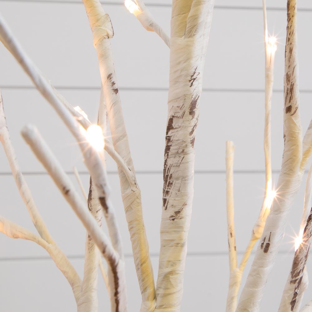 4ft. Pre-Lit Artificial Birch Tree with 50 Warm White LED Lights. Picture 4