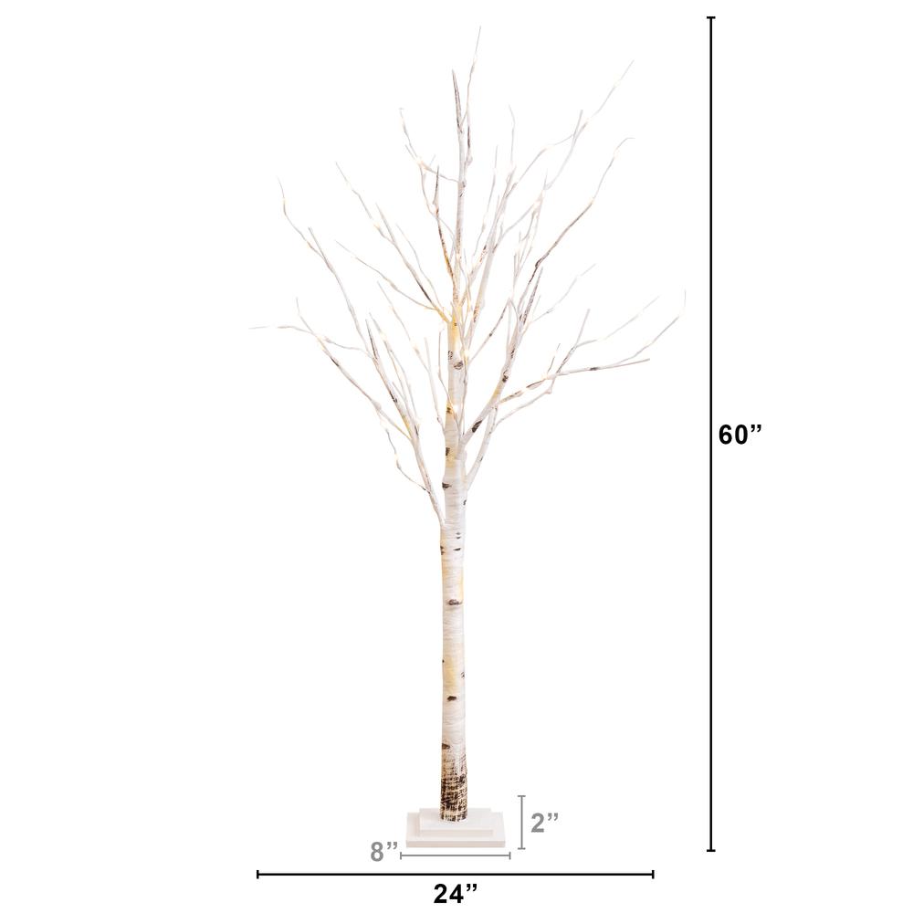 5ft. Pre-Lit Artificial Birch Tree with 76 Warm White LED Lights. Picture 2