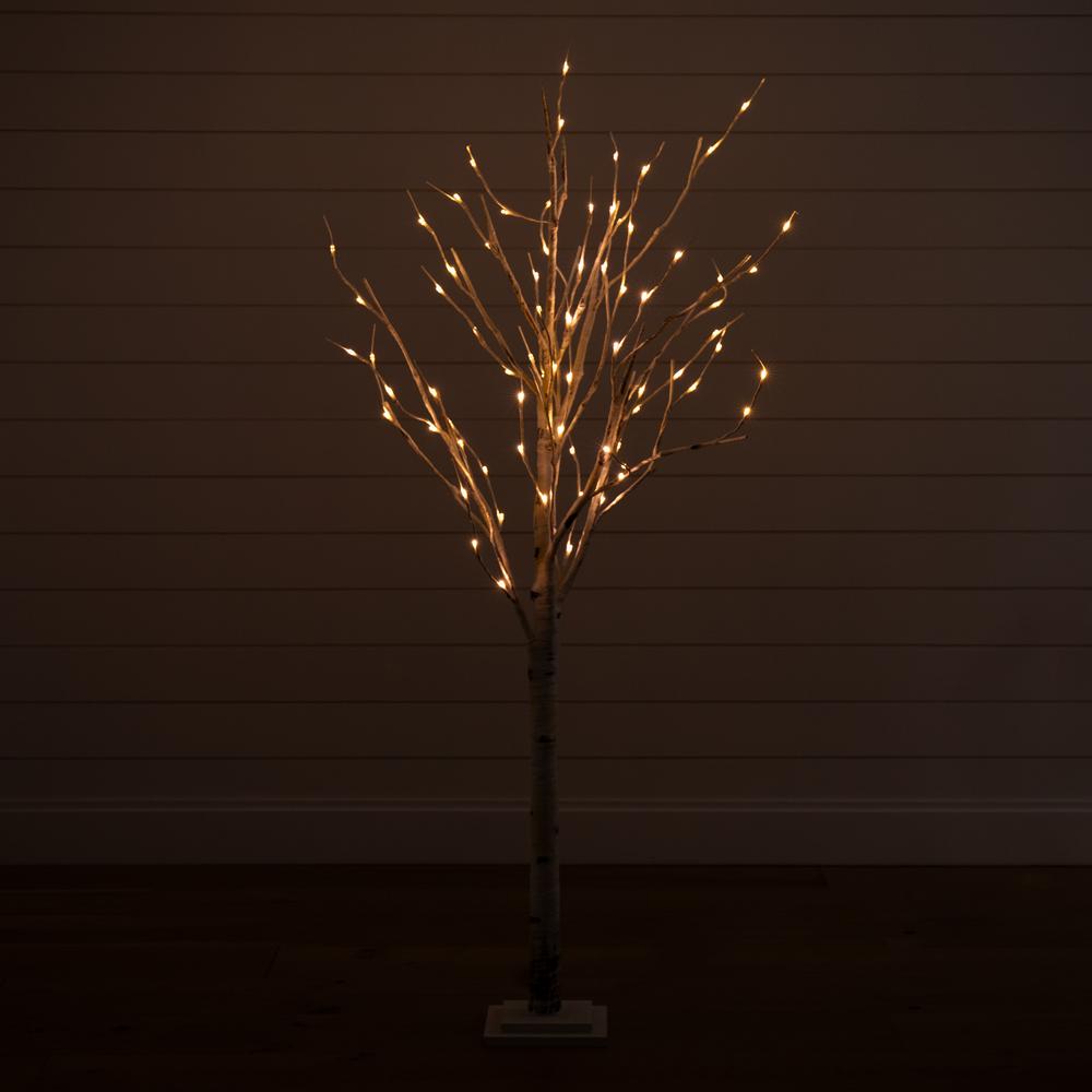 5ft. Pre-Lit Artificial Birch Tree with 76 Warm White LED Lights. Picture 3