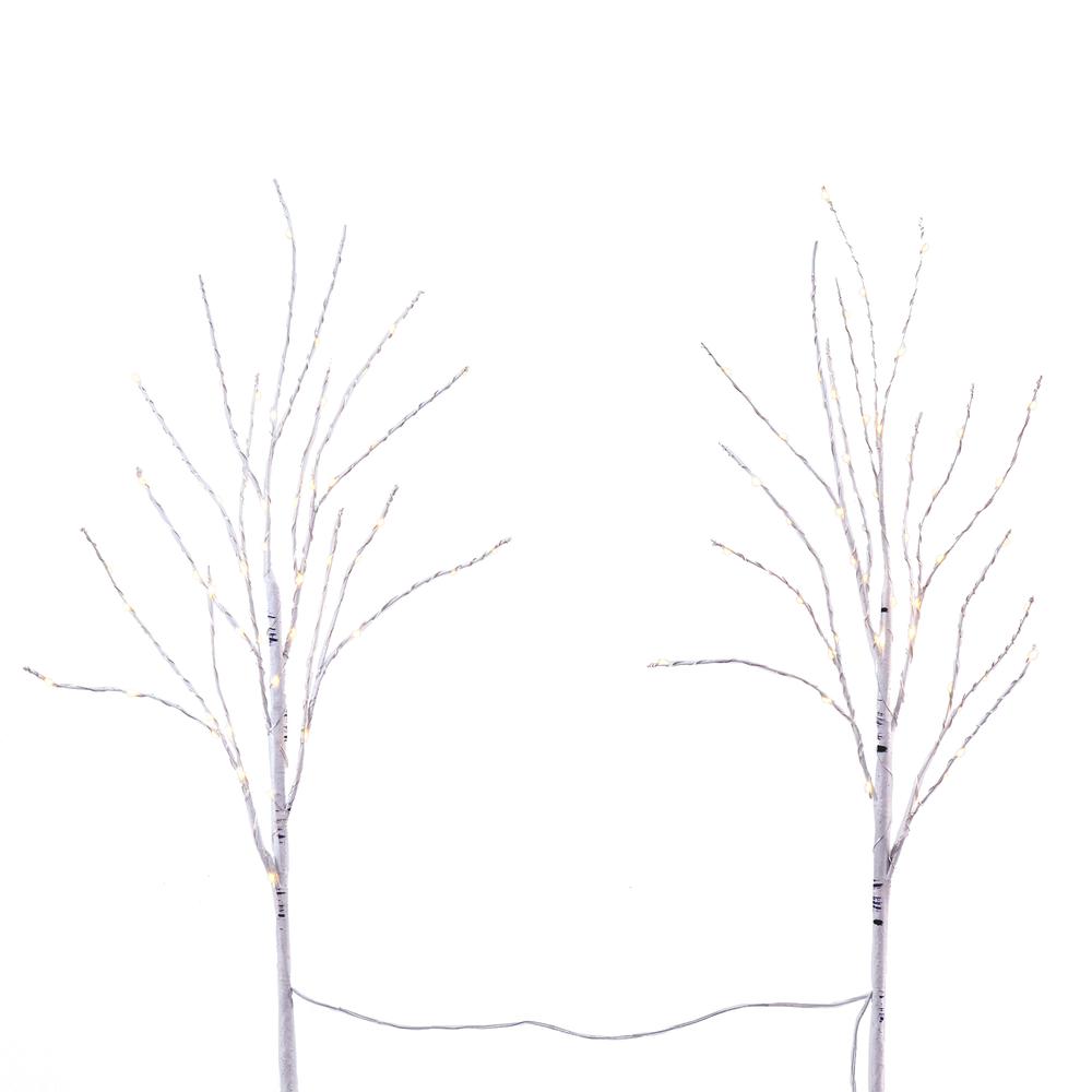 Artificial White Birch Branches with Warm White 100 Micro LED Lights (Set of 2). Picture 1