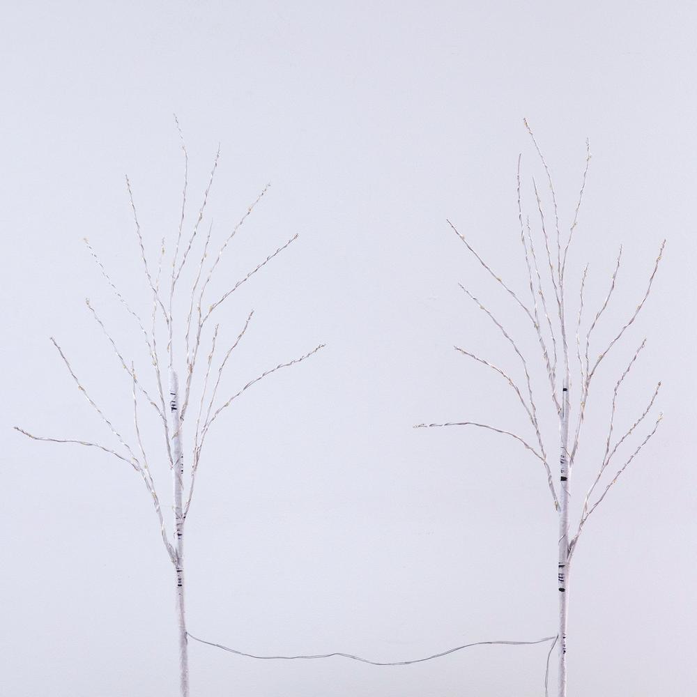 Artificial White Birch Branches with Warm White 100 Micro LED Lights (Set of 2). Picture 4