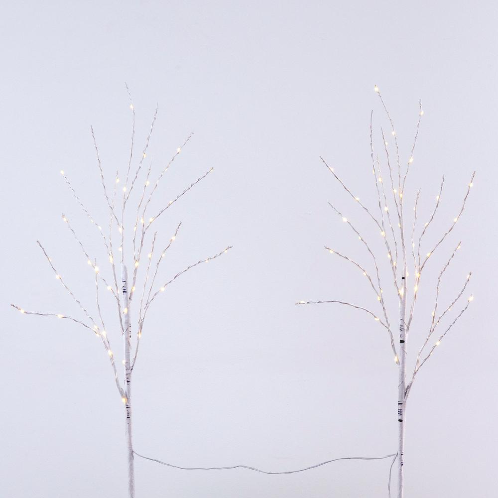 Artificial White Birch Branches with Warm White 100 Micro LED Lights (Set of 2). Picture 5