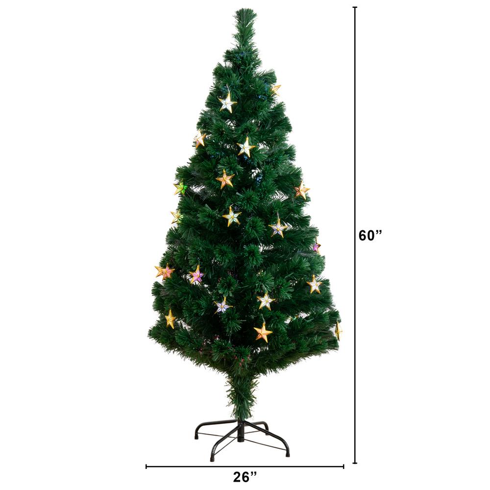 Fiber Optic Artificial Christmas Tree with 60 Colorful Star-Shaped LED Lights. Picture 2